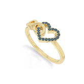 natural london blue topaz infinity heart promise rings in yellow gold vermeil